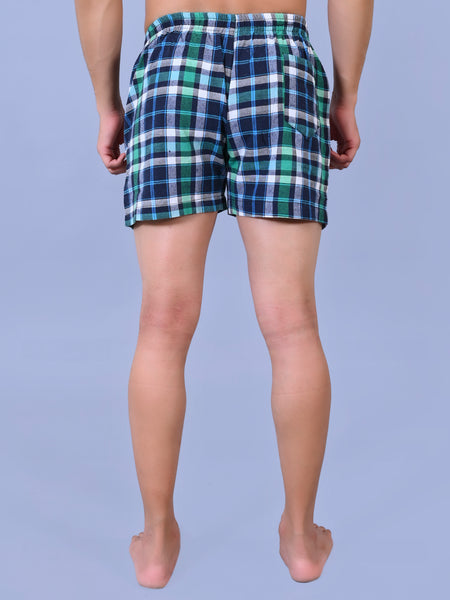 Premium Men’s Swiss Cotton Checkered Boxer Shorts - Green
