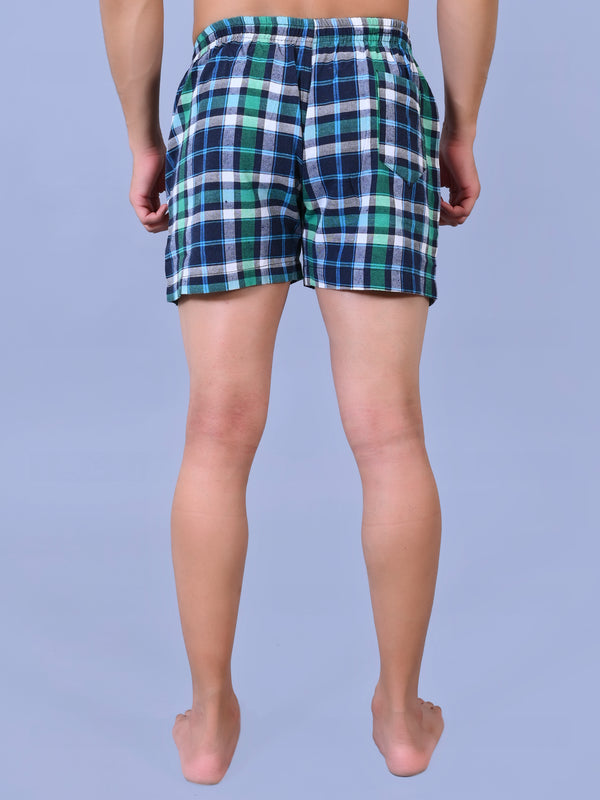 Premium Men’s Swiss Cotton Checkered Boxer Shorts - Green