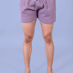 Premium Men’s Swiss Cotton Checkered Boxer Shorts – Light Pink