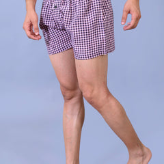 Premium Men’s Swiss Cotton Checkered Boxer Shorts – Light Pink
