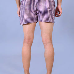 Premium Men’s Swiss Cotton Checkered Boxer Shorts – Light Pink