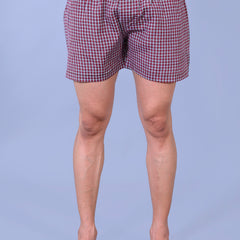 Premium Men’s Swiss Cotton Checkered Boxer Shorts – Mahroon