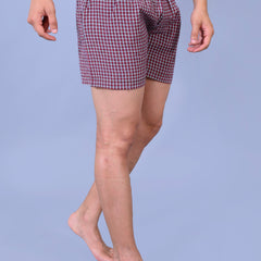 Premium Men’s Swiss Cotton Checkered Boxer Shorts – Mahroon