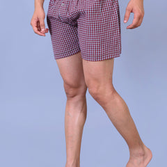 Premium Men’s Swiss Cotton Checkered Boxer Shorts – Mahroon