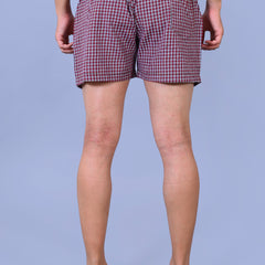 Premium Men’s Swiss Cotton Checkered Boxer Shorts – Mahroon