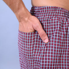 Premium Men’s Swiss Cotton Checkered Boxer Shorts – Mahroon