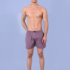 Premium Men’s Swiss Cotton Checkered Boxer Shorts – Mahroon