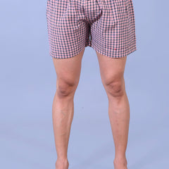 Premium Men’s Swiss Cotton Checkered Boxer Shorts – Red