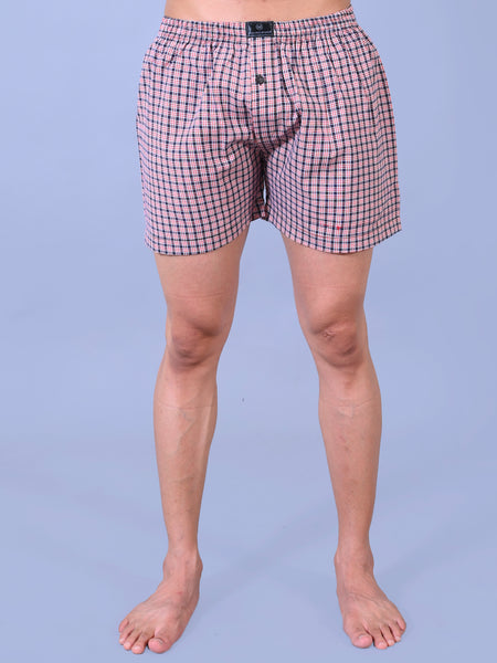 Premium Men’s Swiss Cotton Checkered Boxer Shorts – Red