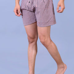 Premium Men’s Swiss Cotton Checkered Boxer Shorts – Red