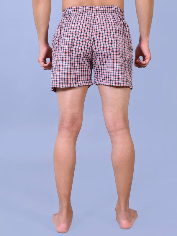 Premium Men’s Swiss Cotton Checkered Boxer Shorts – Red