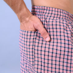 Premium Men’s Swiss Cotton Checkered Boxer Shorts – Red