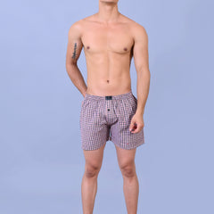 Premium Men’s Swiss Cotton Checkered Boxer Shorts – Red