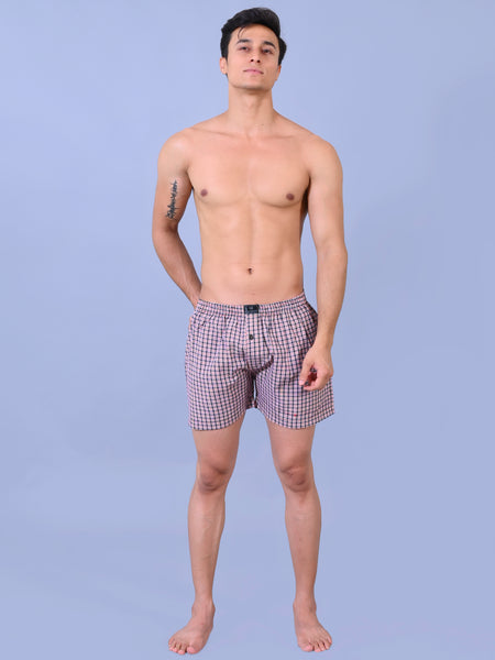 Premium Men’s Swiss Cotton Checkered Boxer Shorts – Red