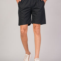 Men’s Premium Twill  Black Printed Boxer Shorts – Black 01