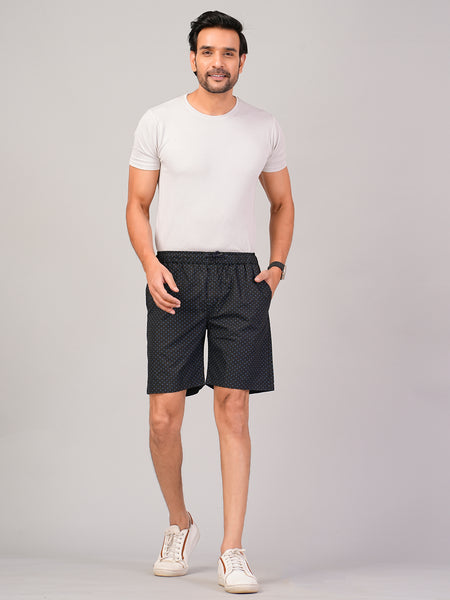 Men’s Premium Twill  Black Printed Boxer Shorts – Black 01