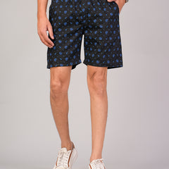 Men’s Premium Twill  Black Printed Boxer Shorts – Black