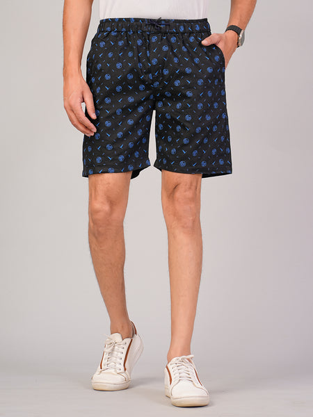 Men’s Premium Twill  Black Printed Boxer Shorts – Black