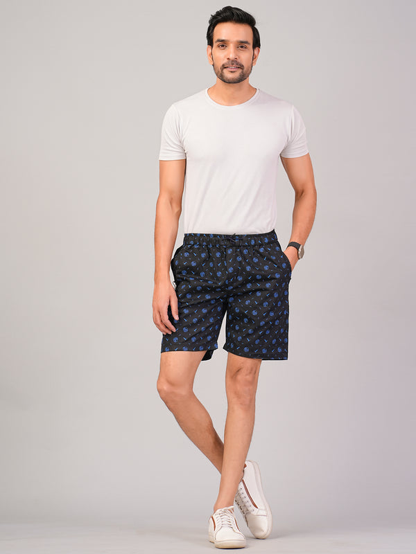 Men’s Premium Twill  Black Printed Boxer Shorts – Black