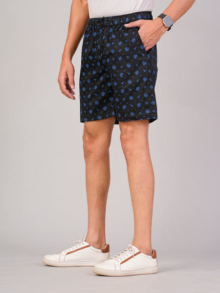Men’s Premium Twill  Black Printed Boxer Shorts – Black