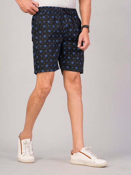 Men’s Premium Twill  Black Printed Boxer Shorts – Black