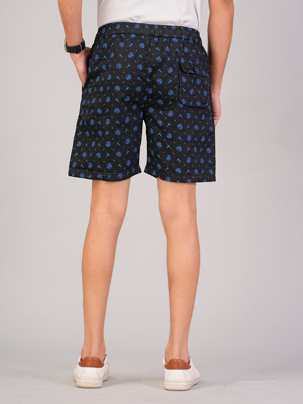 Men’s Premium Twill  Black Printed Boxer Shorts – Black