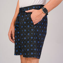 Men’s Premium Twill  Black Printed Boxer Shorts – Black