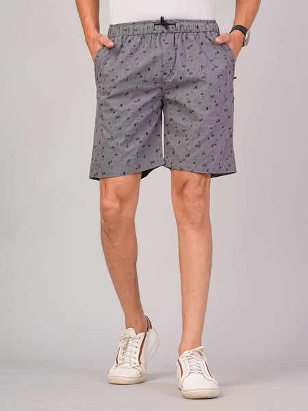 Men’s Premium Twill  Black Printed Boxer Shorts  – Dark Gray 01