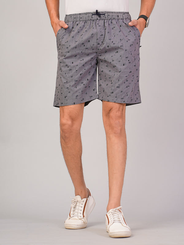 Men’s Premium Twill  Black Printed Boxer Shorts  – Dark Gray 01
