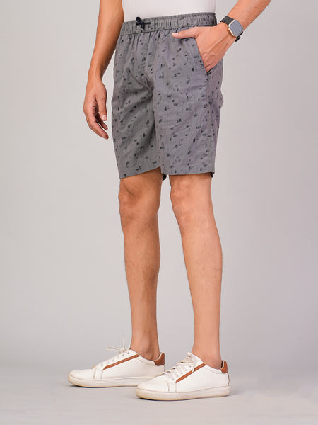 Men’s Premium Twill  Black Printed Boxer Shorts  – Dark Gray 01
