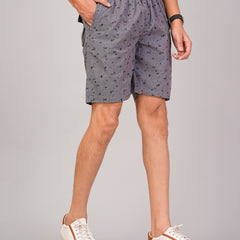 Men’s Premium Twill  Black Printed Boxer Shorts  – Dark Gray 01