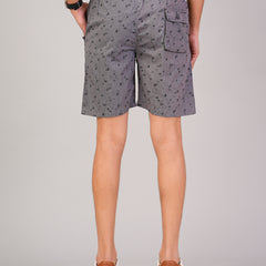 Men’s Premium Twill  Black Printed Boxer Shorts  – Dark Gray 01