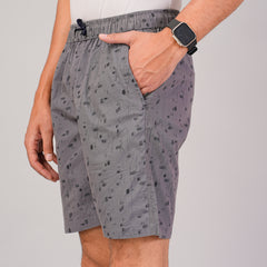 Men’s Premium Twill  Black Printed Boxer Shorts  – Dark Gray 01