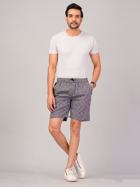 Men’s Premium Twill  Black Printed Boxer Shorts  – Dark Gray 01