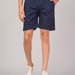 Men’s Premium Twill  Black Printed Boxer Shorts  – Navy Blue