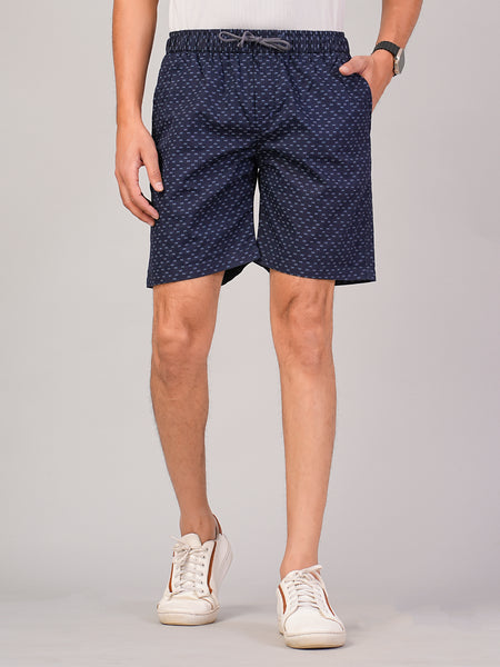 Men’s Premium Twill  Black Printed Boxer Shorts  – Navy Blue