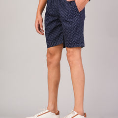 Men’s Premium Twill  Black Printed Boxer Shorts  – Navy Blue