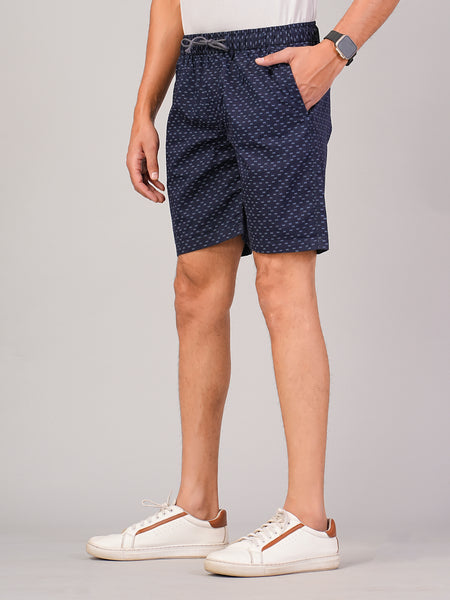Men’s Premium Twill  Black Printed Boxer Shorts  – Navy Blue