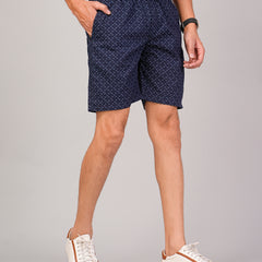 Men’s Premium Twill  Black Printed Boxer Shorts  – Navy Blue