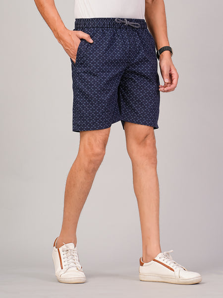 Men’s Premium Twill  Black Printed Boxer Shorts  – Navy Blue
