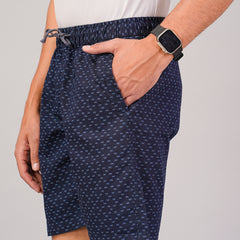 Men’s Premium Twill  Black Printed Boxer Shorts  – Navy Blue