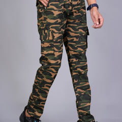 Men's Slim-Fit Camouflage Cotton Cargo Pants – Military Brown