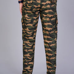 Men's Slim-Fit Camouflage Cotton Cargo Pants – Military Brown