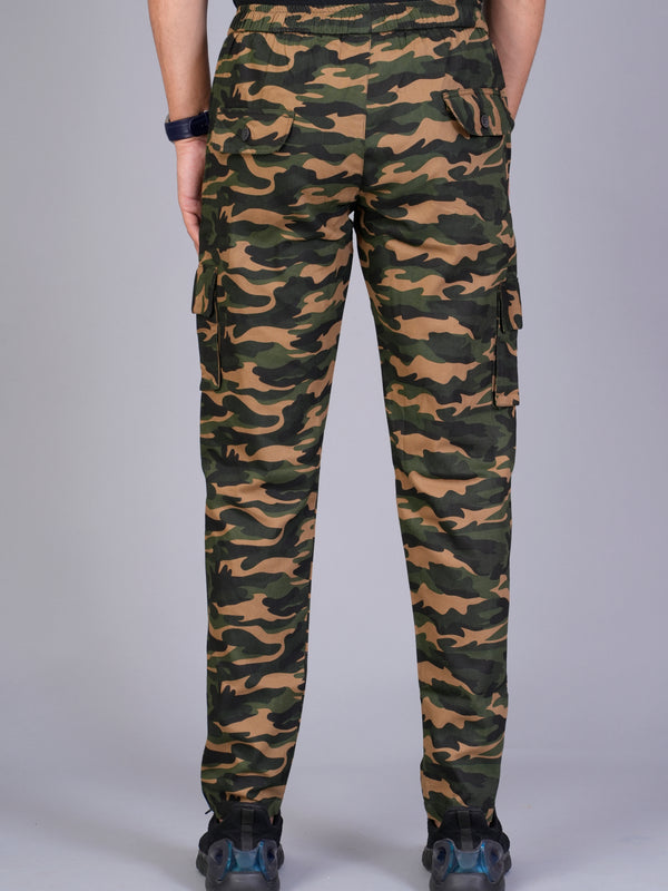 Men's Slim-Fit Camouflage Cotton Cargo Pants – Military Brown