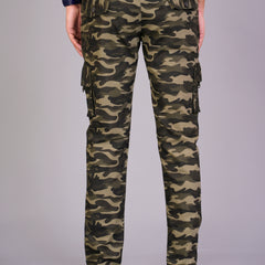 Men's Slim-Fit Camouflage Cotton Cargo Pants – Military Green