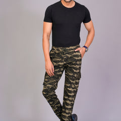 Men's Slim-Fit Camouflage Cotton Cargo Pants – Military Green
