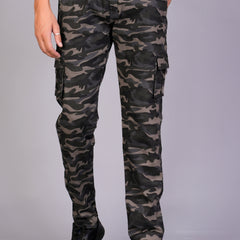 Men's Slim-Fit Camouflage Cotton Cargo Pants – Military Gray