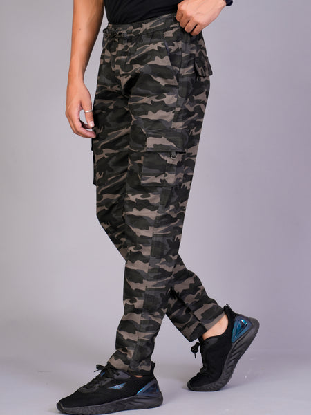 Men's Slim-Fit Camouflage Cotton Cargo Pants – Military Gray