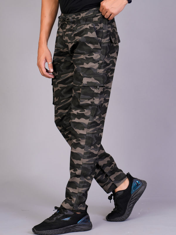 Men's Slim-Fit Camouflage Cotton Cargo Pants – Military Gray