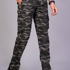 Men's Slim-Fit Camouflage Cotton Cargo Pants – Military Gray